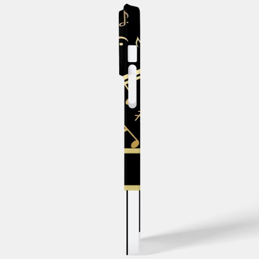 Muzieknoten en pianoketoetsen, zwart en goud Case-Mate iPhone case (Achterkant / Links)