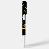 Muzieknoten en pianoketoetsen, zwart en goud Case-Mate iPhone case (Achterkant / Rechts)