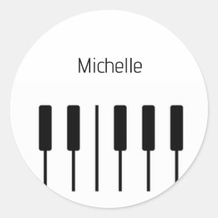 Muzieknoten en pianotoetsen Zwart en Goud Ronde Sticker