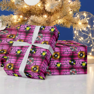 Muzieknoten en records cadeaupapier