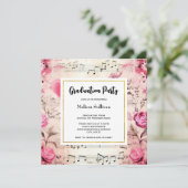 Muzieknoten en Rozen  Design Afstuderen Kaart (Staand voorkant)