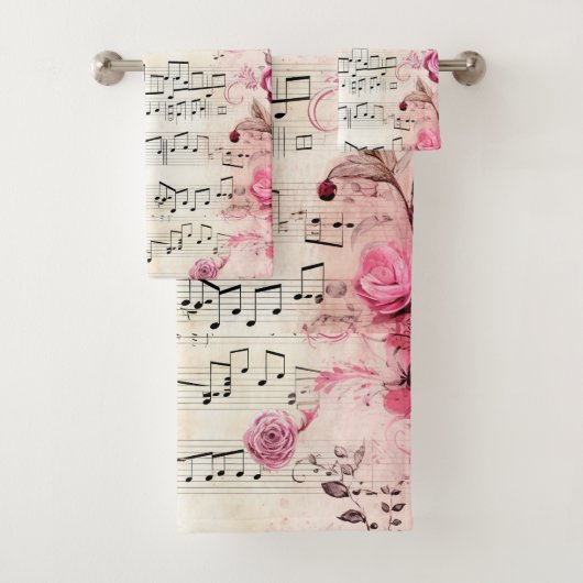 Muzieknoten en Rozen ontwerp Bad Handdoek (Insitu)
