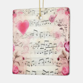 Muzieknoten en Rozen  ontwerp Keramisch Ornament (Links)