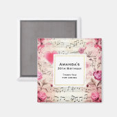 Muzieknoten en Rozen ontwerp Magneet (Voorkant / Achterkant)