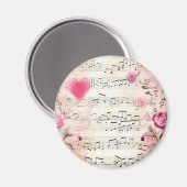 Muzieknoten en Rozen  ontwerp Magneet (Voorkant / Achterkant)
