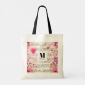 Muzieknoten en Rozen  Ontwerp Monogram Tote Bag (Achterkant)