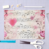 Muzieknoten en Rozen  ontwerp Tissuepapier (Craft)