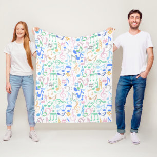 Muzieknoten en symbolen Patroon pastel.w Fleece Deken