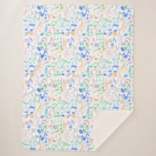 Muzieknoten en symbolen Patroon pastel.w Sherpa Deken