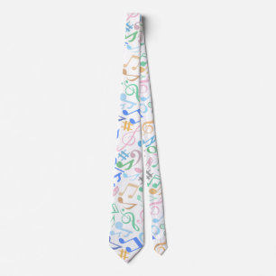 Muzieknoten en symbolen Patroon pastel.w Stropdas