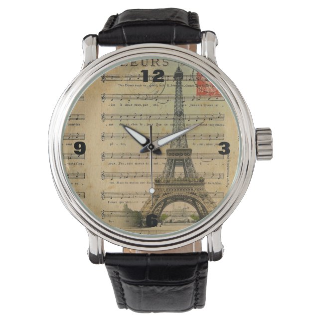  muzieknoten Franse Paris Eiffeltoren Horloge (Voorkant)