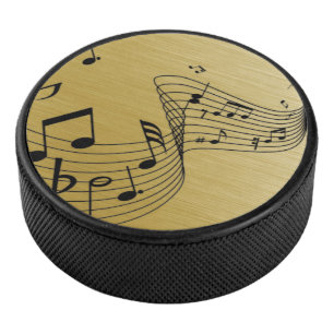 Muzieknoten Geborsteld Goud Hockey Puck