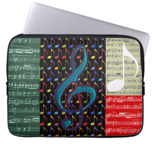 muzieknoten gemengd patroon laptop sleeve