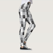 Muzieknoten grijswaardenpatroon leggings (Rechts)