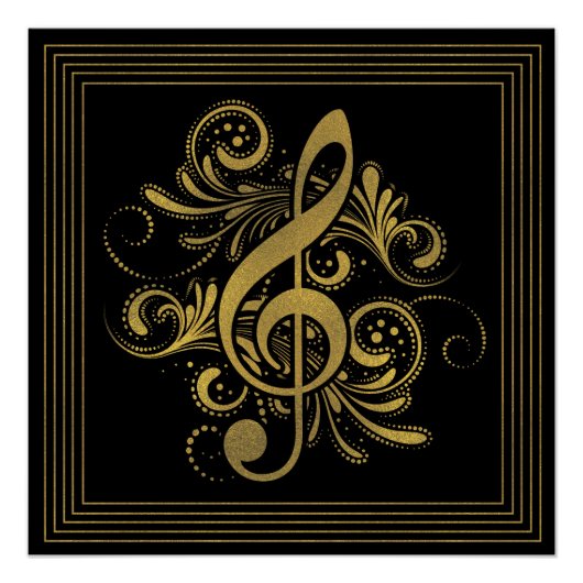 Muzieknoten - Harde vorm in goud Perfect Poster (Voorkant)