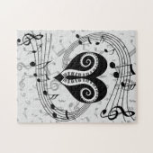 Muzieknoten, hart- en piansleutels legpuzzel (Horizontaal)