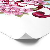 Muzieknoten in sopraan sleutel met Sakura bloemen Poster (Hoek)