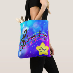 Muzieknoten in Starry Sky voor een Happy Song Draagtas