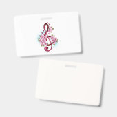 Muzieknoten in vioolsleutel met Sakura bloemen Badge (Voor- en achterkant)