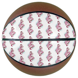 Muzieknoten in vioolsleutel met Sakura bloemen Basketbal