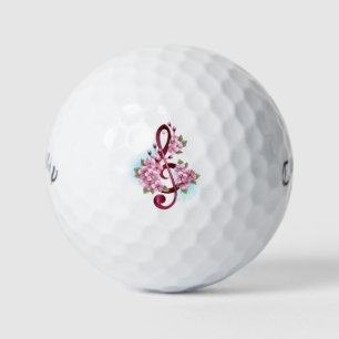 Muzieknoten in vioolsleutel met Sakura bloemen Golfballen