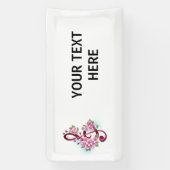 Muzieknoten in vioolsleutel met Sakura bloemen Spandoek (Verticaal)