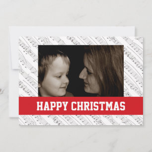 Muzieknoten kerstfamiliefoto feestdagenkaart