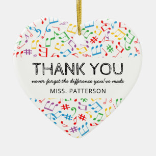 Muzieknoten Kerstmis met docent Keramisch Ornament