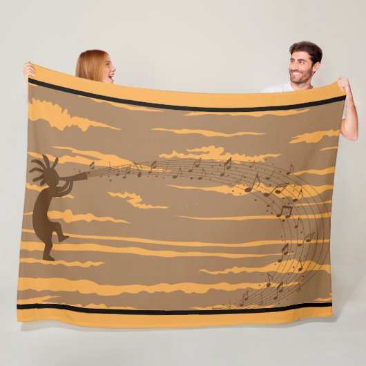 Muzieknoten Kokopelli Fleece Blanket (In situ)