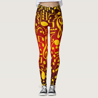 Muzieknoten Leggings (rood-goud)