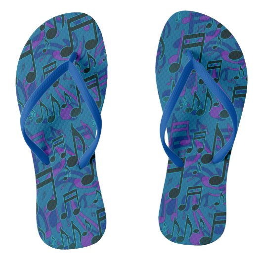 Muzieknoten Lively Musical Pattern Blue Paars Teenslippers (Voetbed)