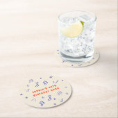 Muzieknoten met de hand getekende illustraties 40e ronde kartonnen onderzetter (Insitu)