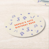 Muzieknoten met de hand getekende illustraties 40e ronde kartonnen onderzetter (Gebogen)