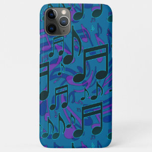 Muzieknoten Musical Pattern Blue Green Paars iPhone 11 Pro Max Hoesje