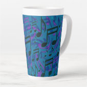 Muzieknoten Musical Pattern Blue Paars Latte Mok (Rechterhoek)