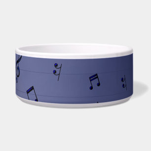 Muzieknoten - Navy Ceramic Pet Bowl Voerbakje