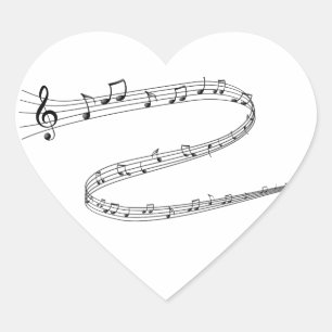 Muzieknoten op Curvy Lines Hart Sticker