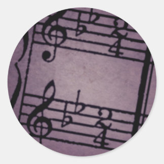 Muzieknoten op ruw Paarse Ronde Sticker