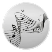 Muzieknoten op Silver Keramische Knop (Voorkant)
