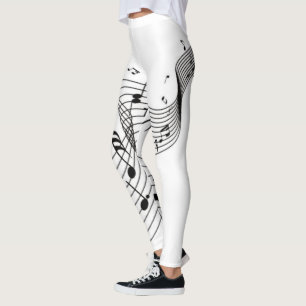Muzieknoten op wit leggings