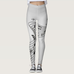 Muzieknoten op zilver leggings