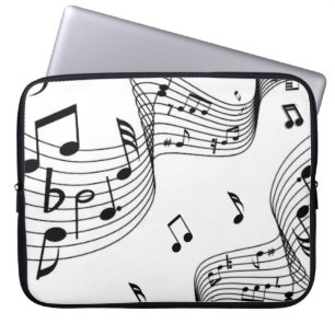 Muzieknoten over wit laptop sleeve