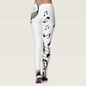 Muzieknoten over wit leggings (Achterkant)
