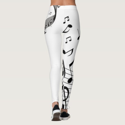 Muzieknoten over wit leggings (Achterkant)