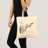 Muzieknoten over wit tote bag (Voorkant (product))