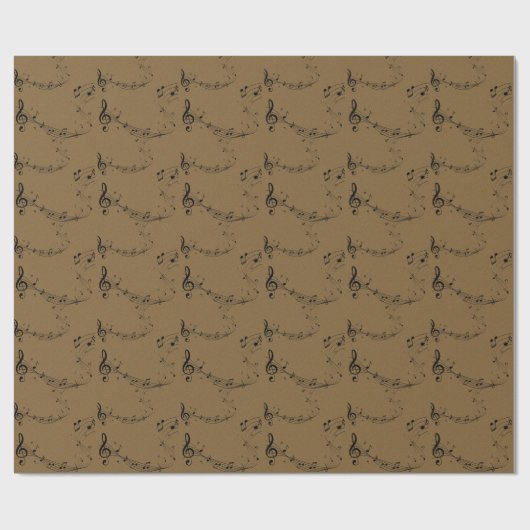 Muzieknoten Pattern Brown Kraft Cadeaupapier (Vlak)