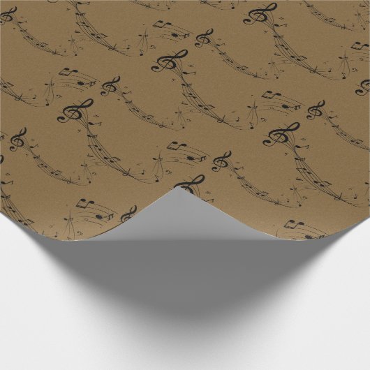 Muzieknoten Pattern Brown Kraft Cadeaupapier (Hoek)