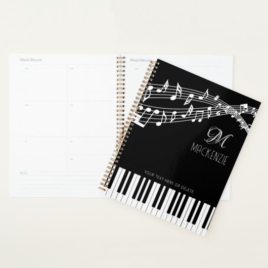 Muzieknoten Piano Monogram Naam Planner (Display)