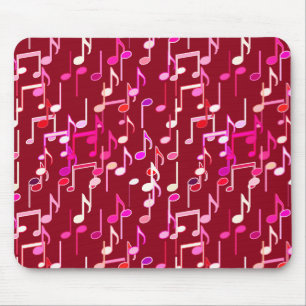 Muzieknoten print - bordeauxrood, multi muismat