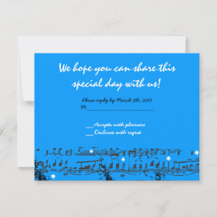 muzieknoten Stars Bat Mitzvah Invitation REPLY RSVP Kaartje